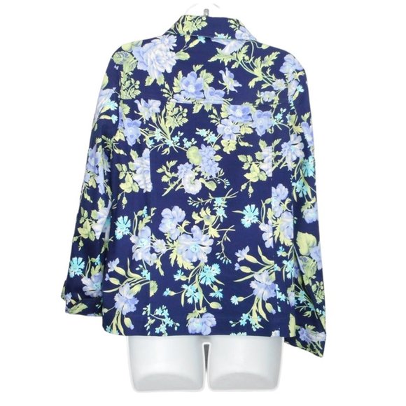 The Tog Shop Jacket M Blue Cotton Floral Lightweight Pockets Buttons Casual - Picture 2 of 13